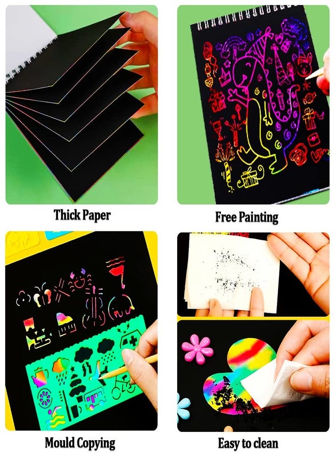 JUNQIU US JUNQIU Scratch Paper Art for Kids, 2 Pack Bulk Rainbow Scratch Paper Crafts Toys for 3 4 5 6 7 8 9 10 Years Old Girls Kids Birthday Gifts - Image 4
